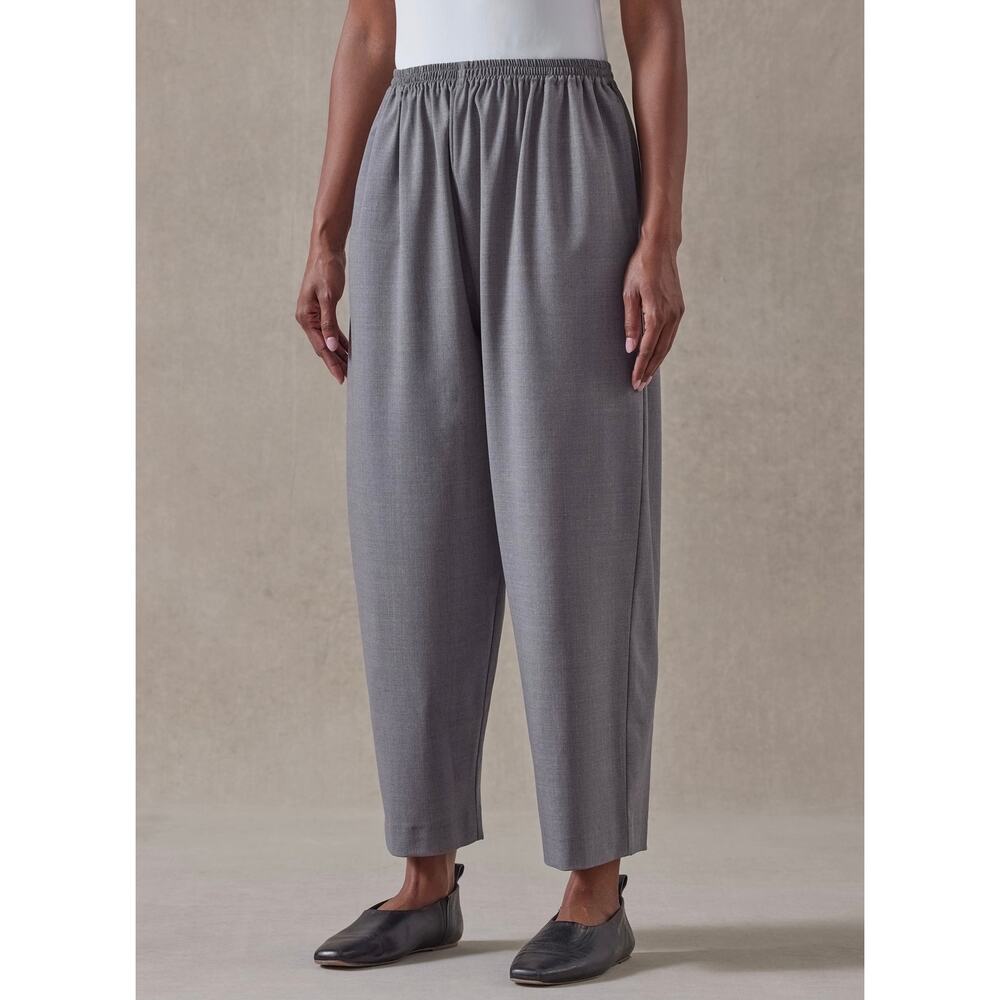 Eskandar Gray Wool Blend Cropped Pants Elastic Waist Capri Size 1